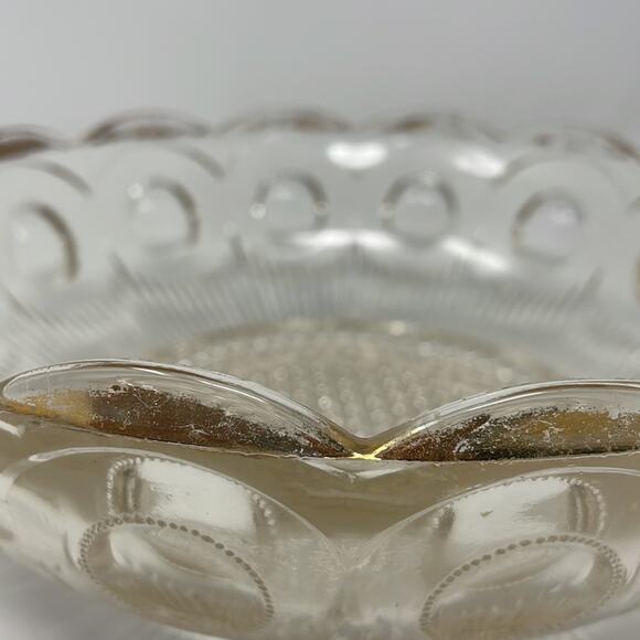 Vintage Bartlett &Collins glass Manhattan clear crystal bowl bulls eye gold trim - Picture 4 of 10